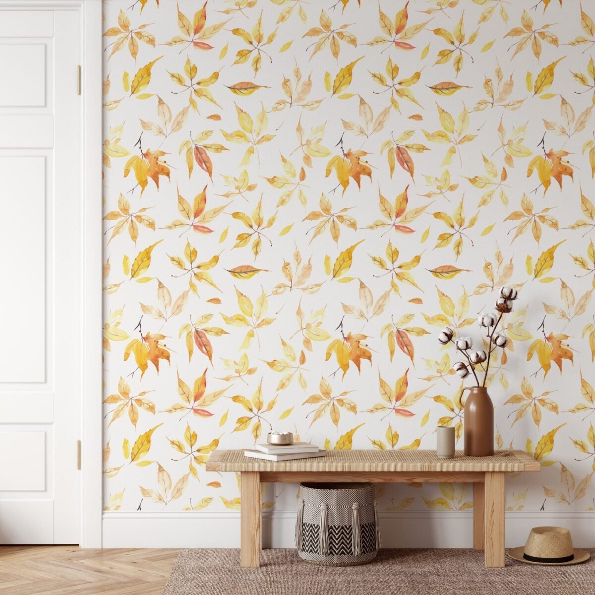 Yellow Fall Leaves Wallpaper - Removable Wallpaper - Image 3