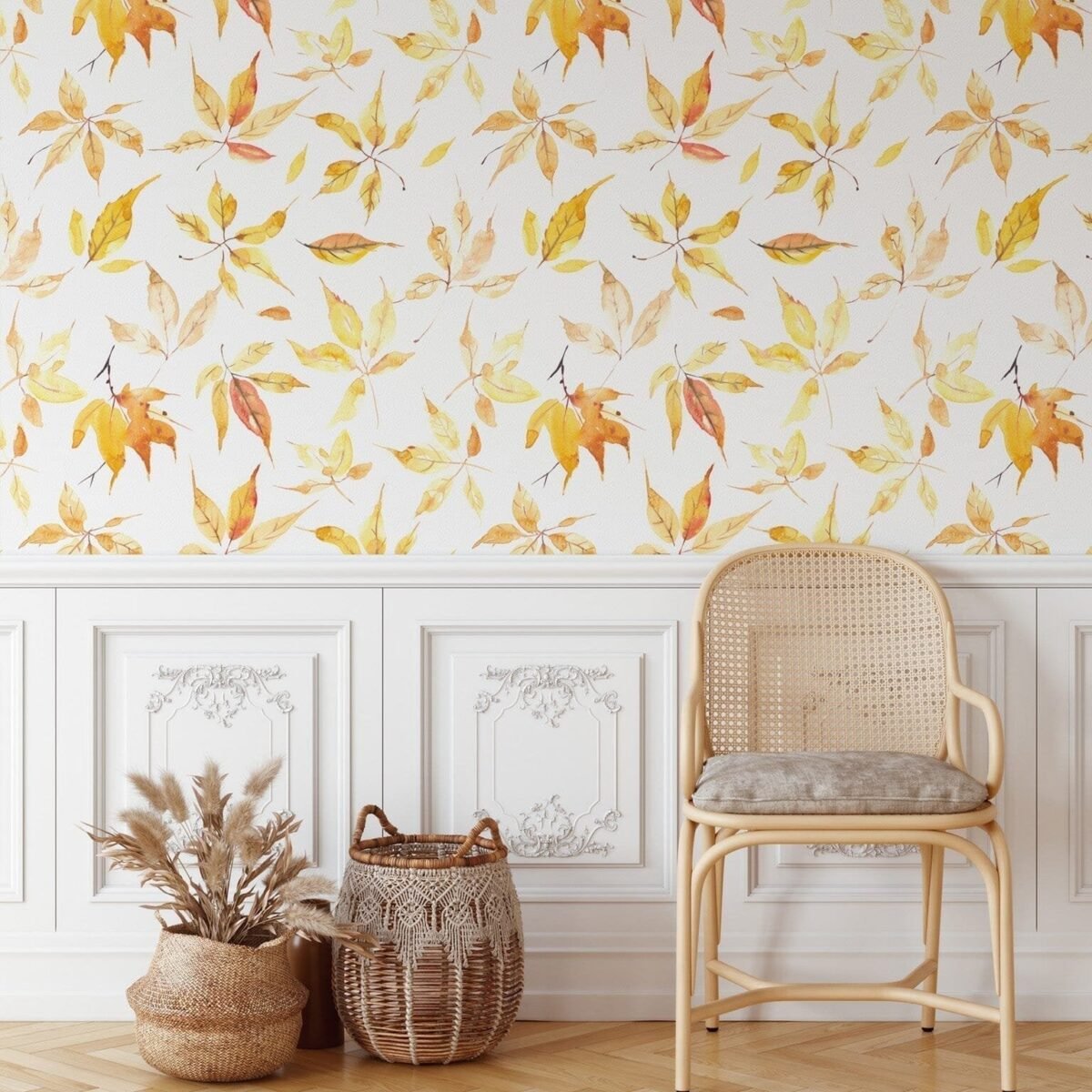 Yellow Fall Leaves Wallpaper - Removable Wallpaper - Image 1
