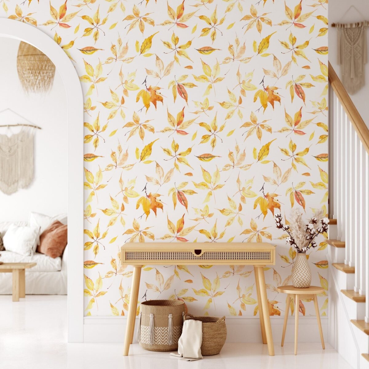 Yellow Fall Leaves Wallpaper - Removable Wallpaper - Image 5