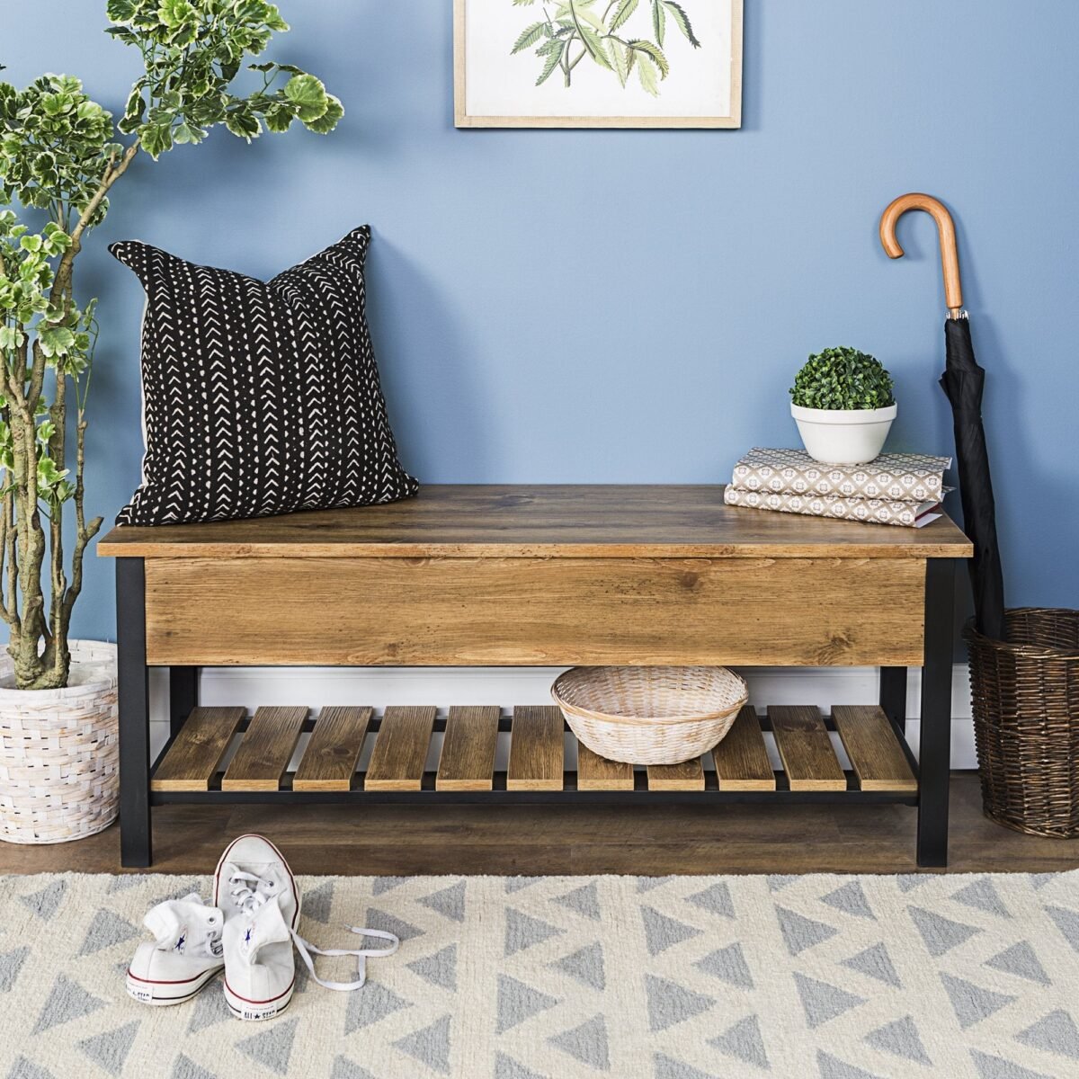 Park City Wood and Metal Bench - Image 1