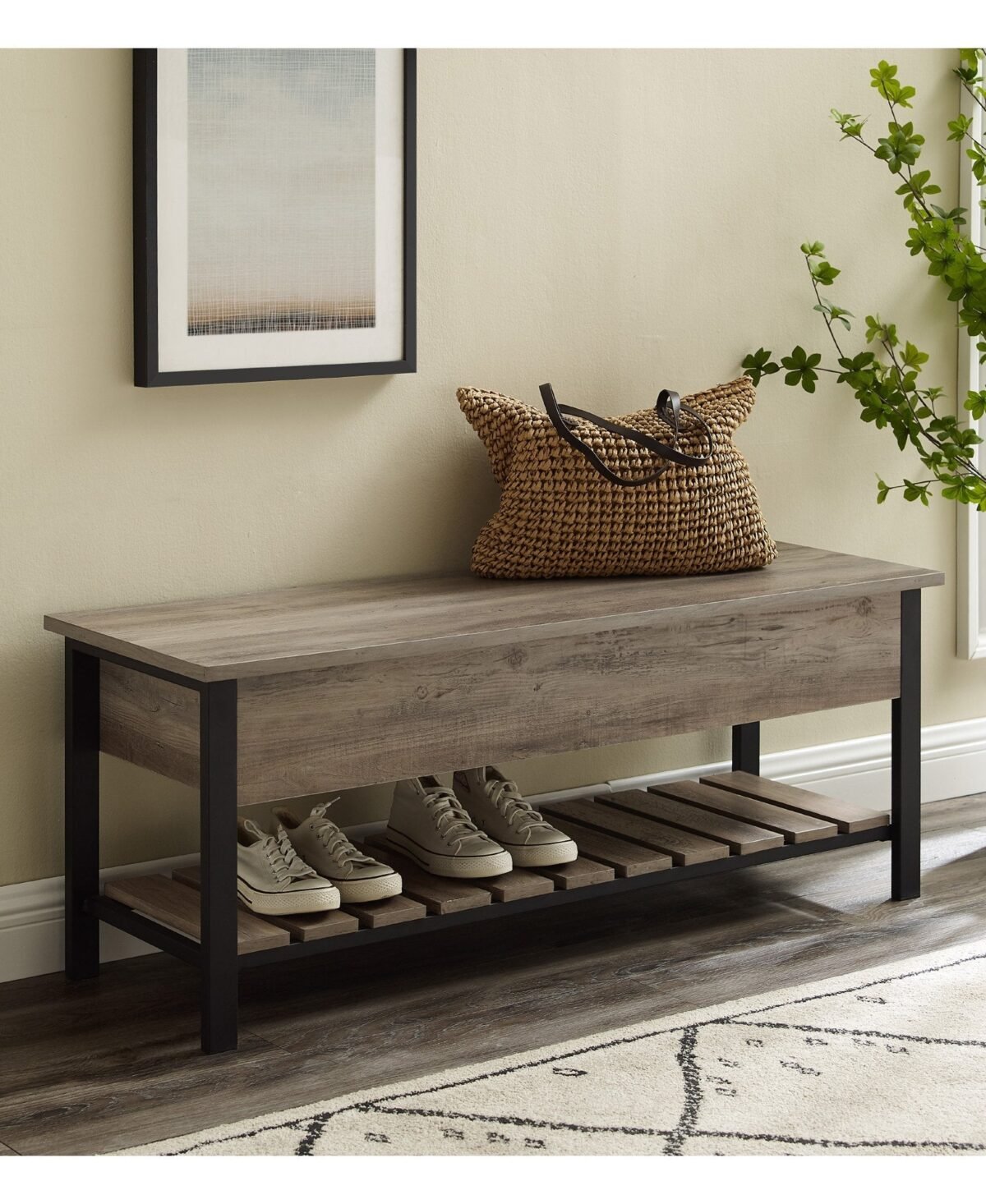 Park City Wood and Metal Bench - Image 3