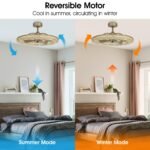 33" Modern DC Motor Crystal Ceiling Fan with Lighting and Remote Control - Image 7