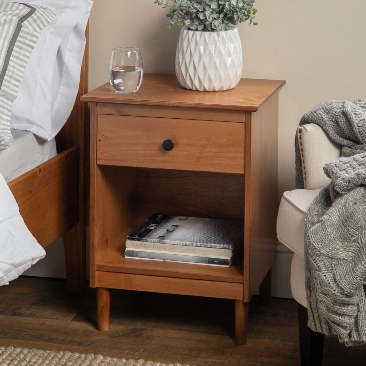 Spencer Solid Transitional Wood Nightstand - Image 2
