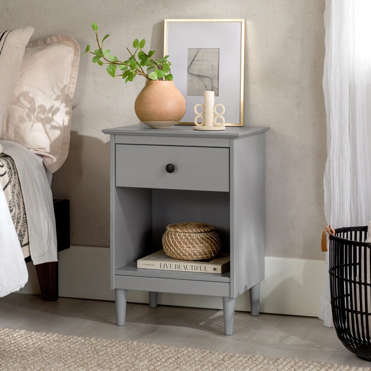 Spencer Solid Transitional Wood Nightstand - Image 8