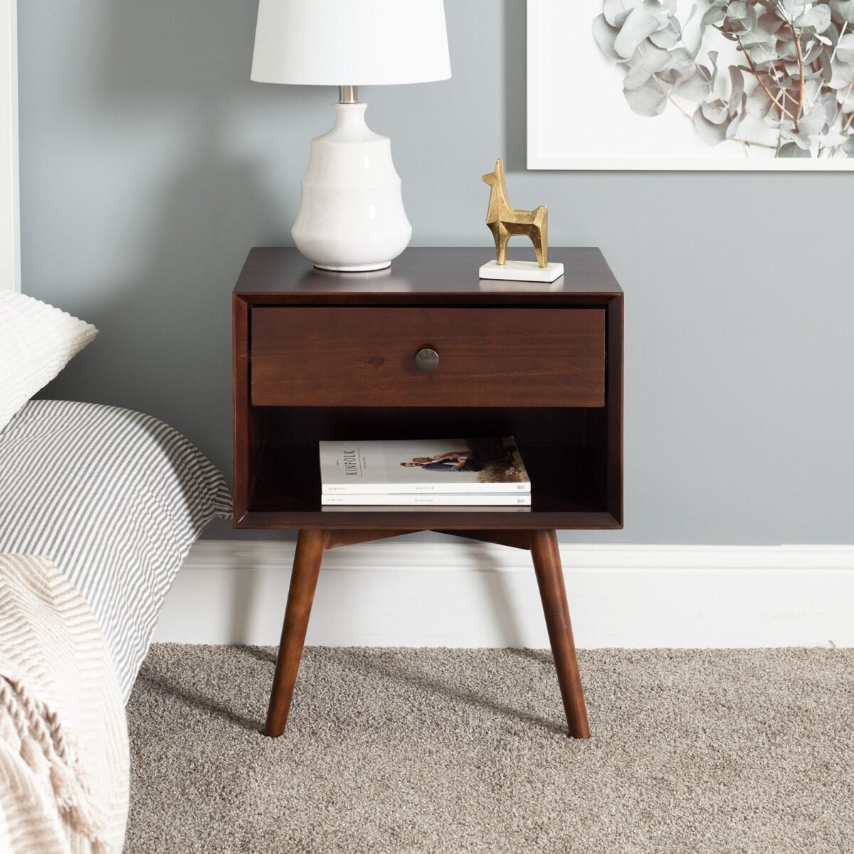 Mid-Century Solid Wood Nightstand Collection (1 or 2 Drawer) - Image 1