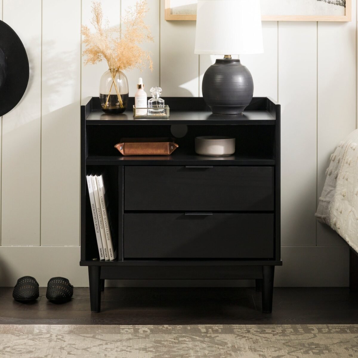 Lee Mid-Century Modern Wood Nightstand - Image 1