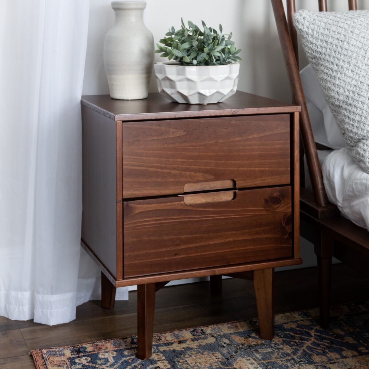 Sloane Mid Century Modern Solid Wood Nightstand - Image 1