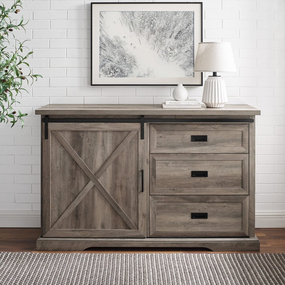 Sliding X Barn Door Buffet Sideboard & TV Stand - Image 1