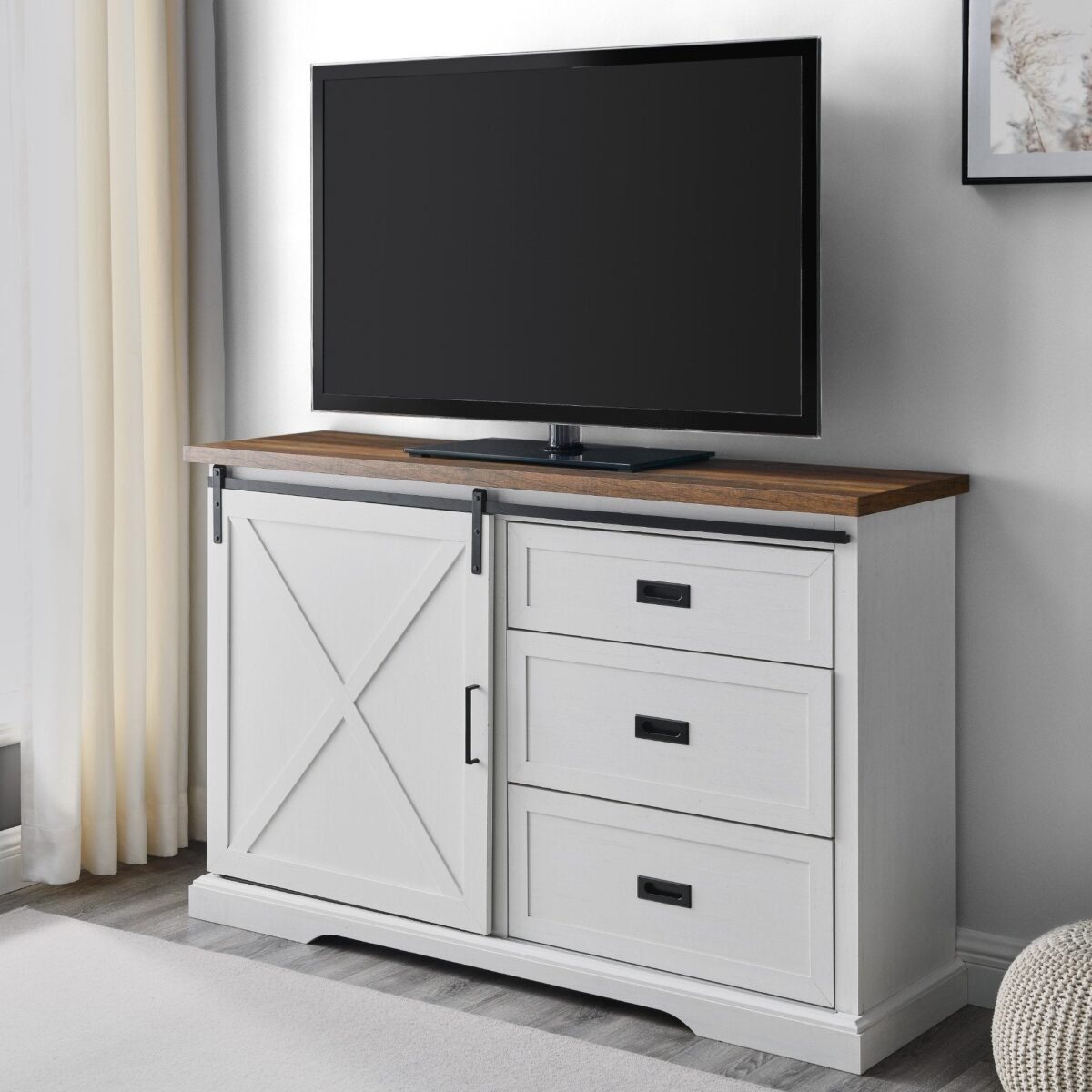 Sliding X Barn Door Buffet Sideboard & TV Stand - Image 6