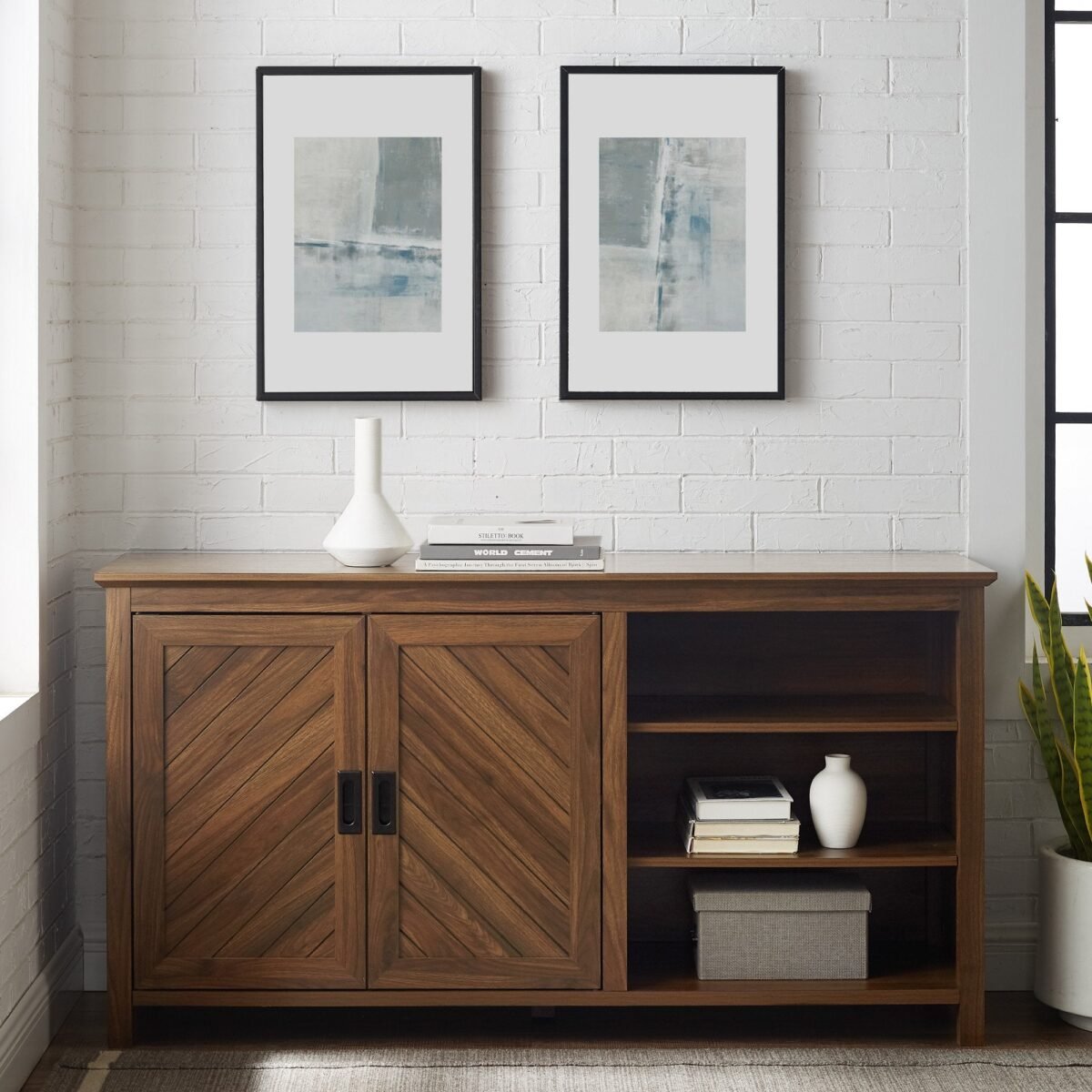 Mila Angled Groove Buffet Sideboard & TV Stand - Image 1