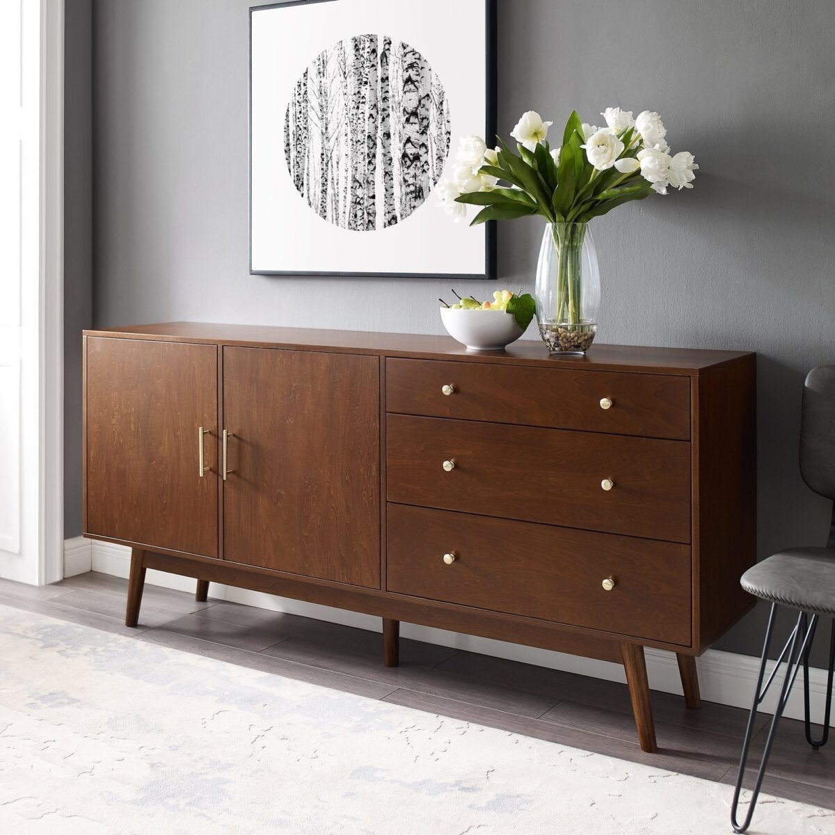 Mid-Century 70" Modern Console Buffet Sideboard - Image 1