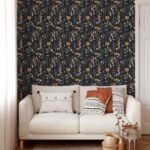 Hand-drawn Wildflowers on Dark Background Wallpaper - Image 5