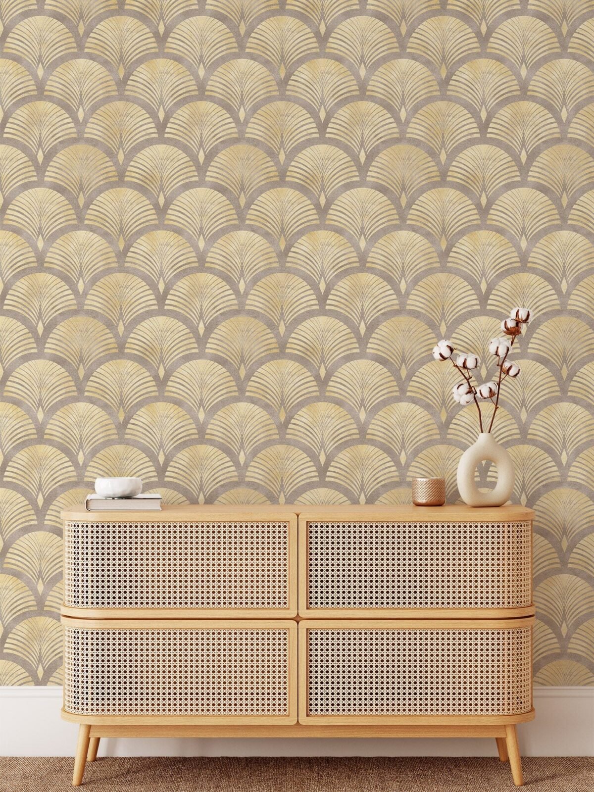 Beige Gold Effect Art Deco Style Luxury Wallpaper - Image 4