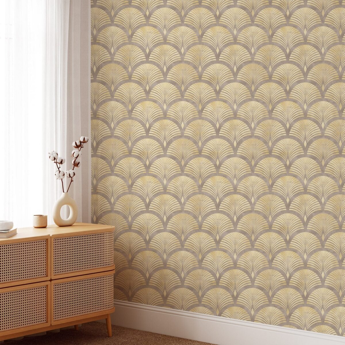 Beige Gold Effect Art Deco Style Luxury Wallpaper - Image 7