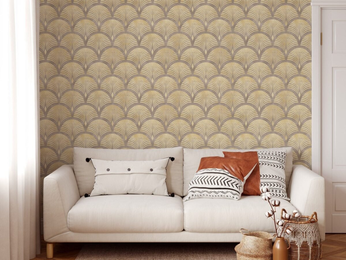 Beige Gold Effect Art Deco Style Luxury Wallpaper - Image 5