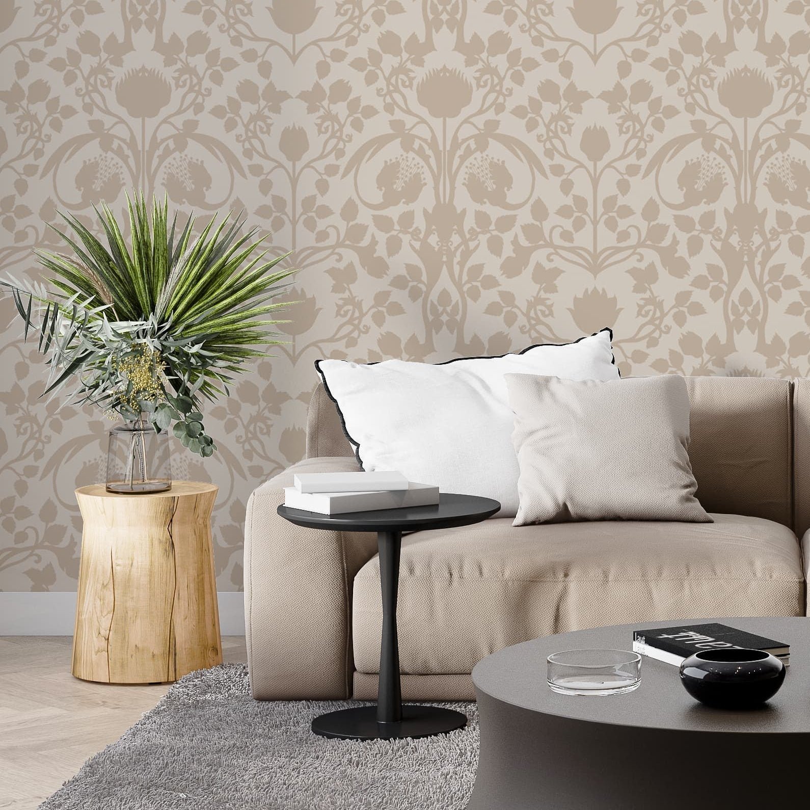 Beige_Floral_vintage_seamless_pattern_for_retro_wallpapers._Enchanted_Vintage_Flowers_8-min_d485d48c-3494-4429-b496-681b34078c43-1 Vintage Beige Floral Wallpaper - Classic Elegance for Timeless Interiors - Image 1