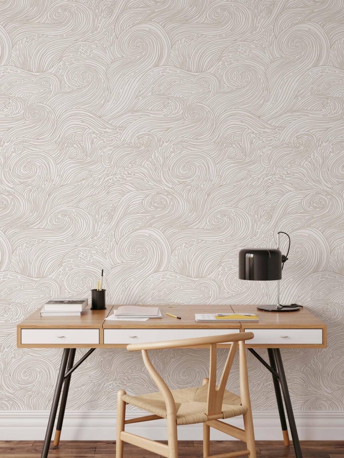 Beige Nautical Waves Wallpaper - Image 6