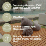 Denver Oiled Double Framed Teak Shower and Bath Mat 39" x 19" - Image 5