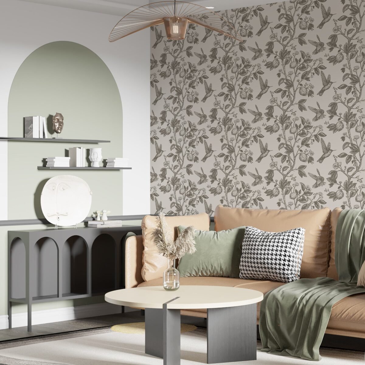 Bespoke Vintage Hummingbird & Lemon Wallpaper - Botanical Elegance - Image 4