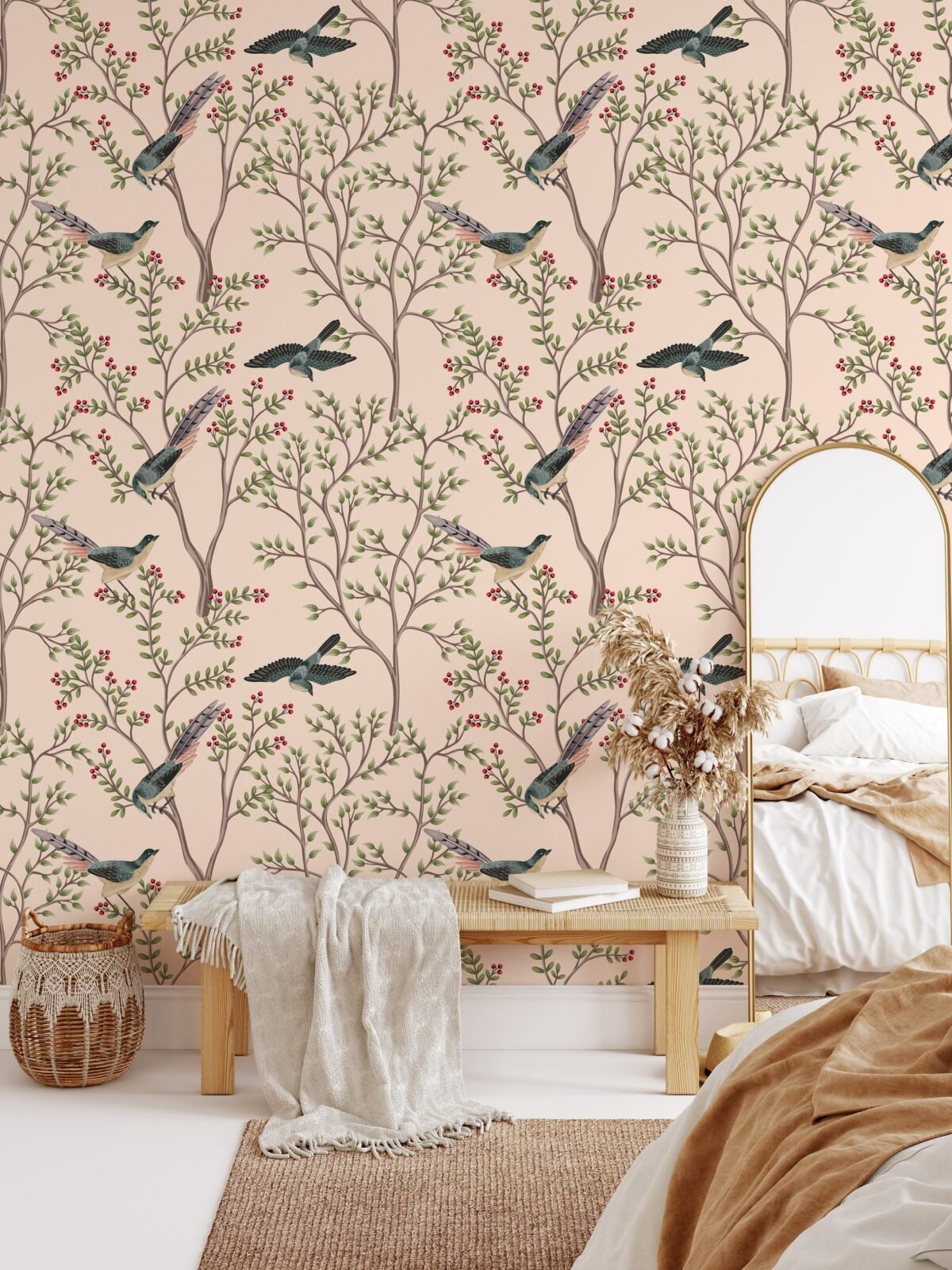 Vintage Chinoiserie Flying Birds Wallpaper - Image 3