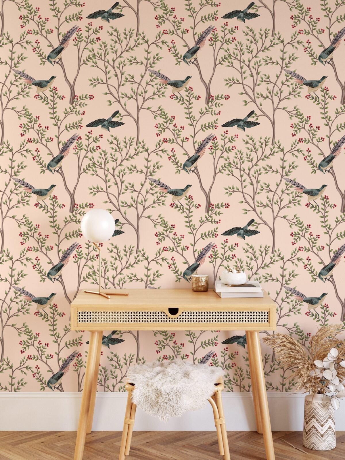 Vintage Chinoiserie Flying Birds Wallpaper - Image 5