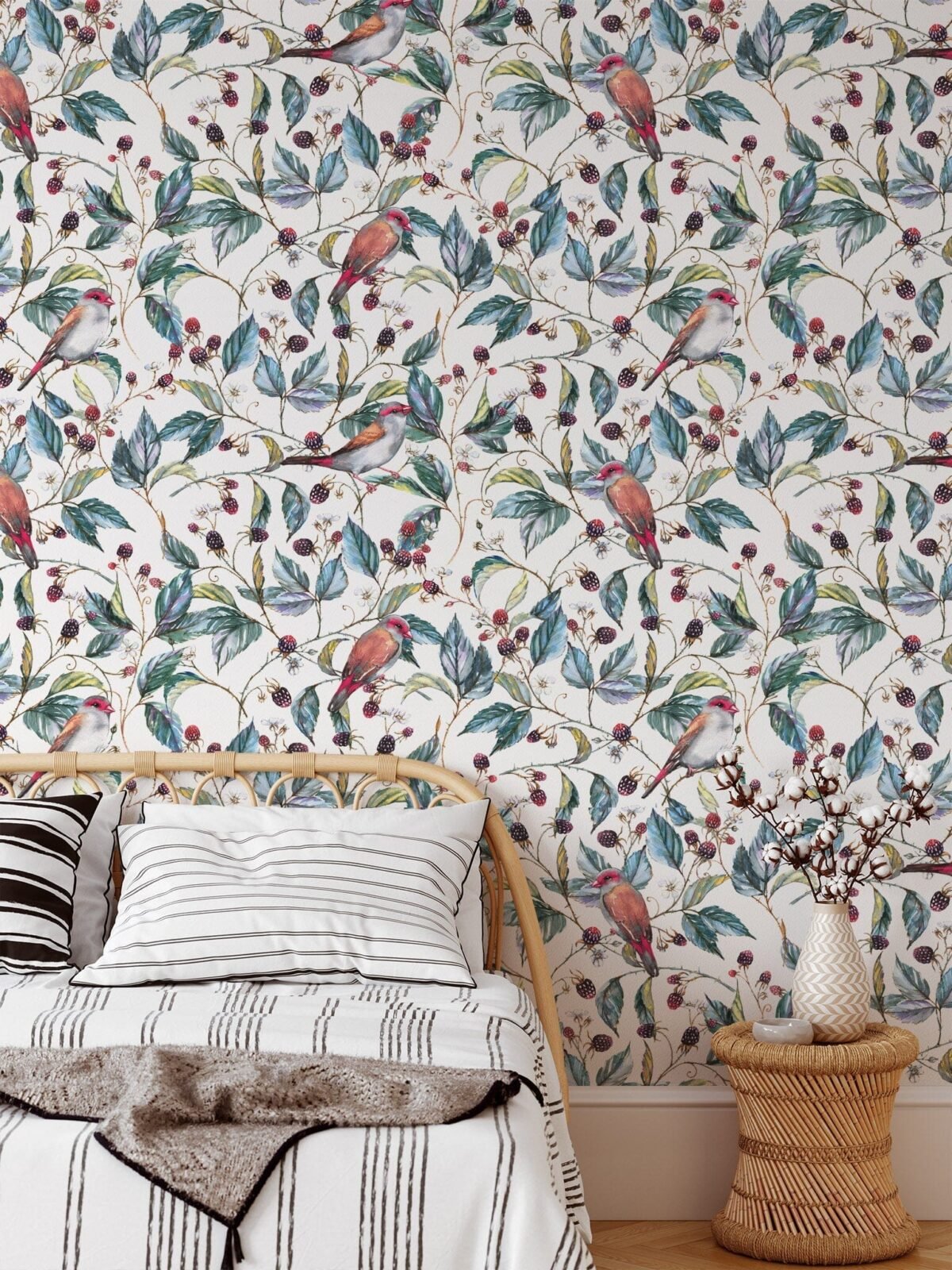 Birds and Red Berry Wallpaper - Image 4
