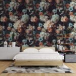 Moody Floral Wallpaper with Dark and Elegant Roses, Dahlias, and Anemones - Image 3