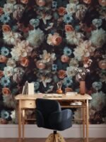 Moody Floral Wallpaper with Dark and Elegant Roses, Dahlias, and Anemones - Image 5