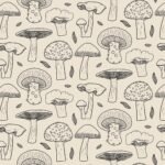 Pattern Mushroom Wallpaper - Black and White Wallpaper - Image 2