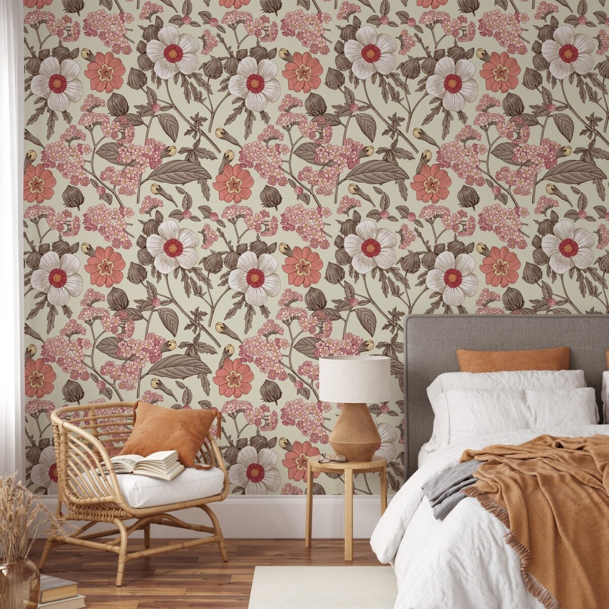 Vintage Flower Art Wallpaper Peel and Stick - Image 4