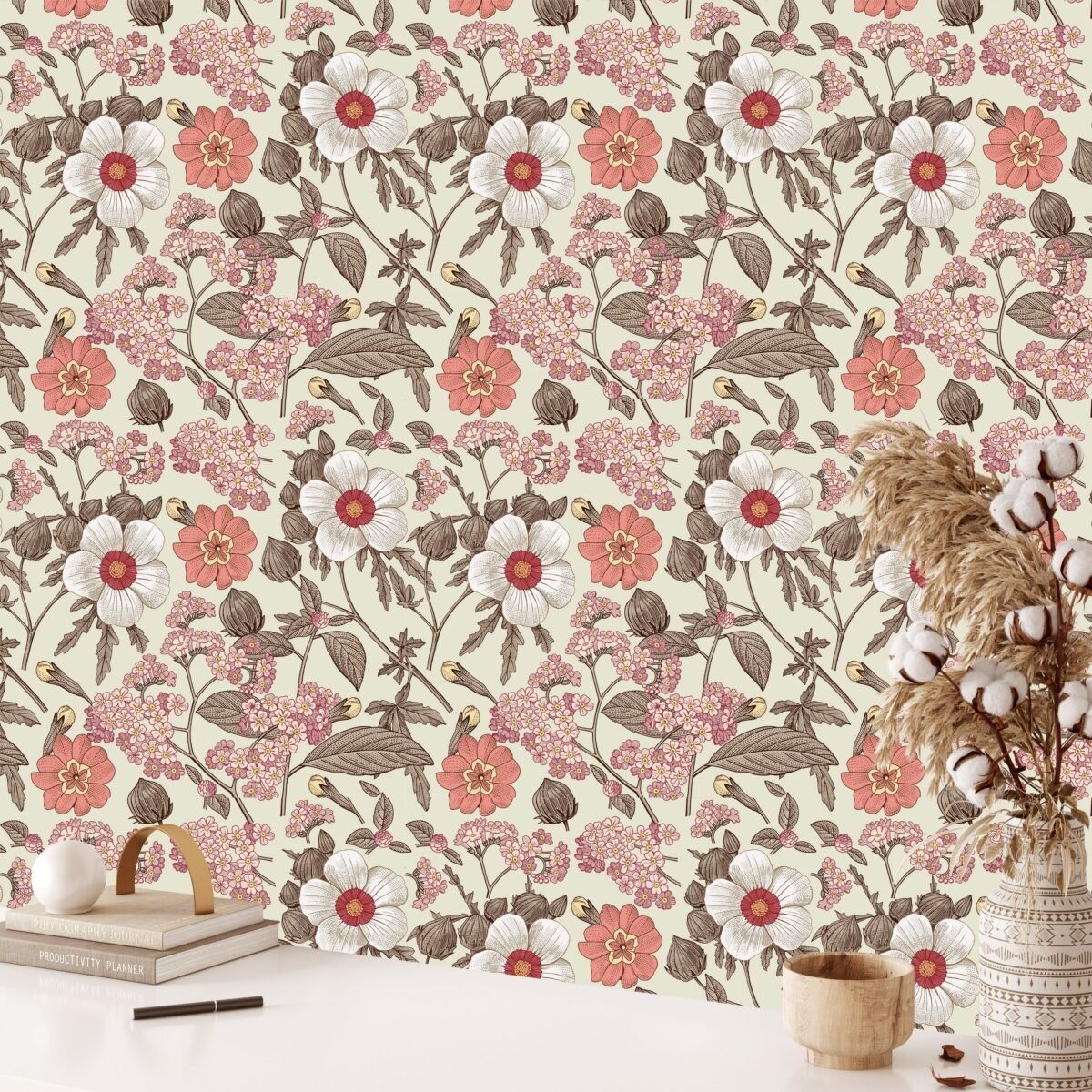 Vintage Flower Art Wallpaper Peel and Stick - Image 6