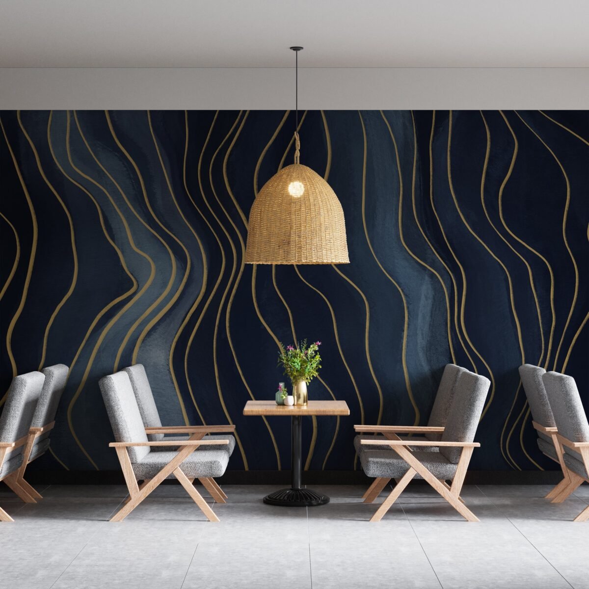Abstract Navy Blue Removable Wallpaper Mural - Image 5