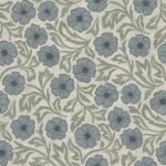 Blue and Green Linen Flowers Wallpaper | Hand-Drawn Vintage Floral - Image 2