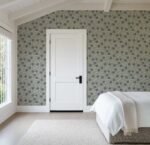 Blue and Green Linen Flowers Wallpaper | Hand-Drawn Vintage Floral - Image 6