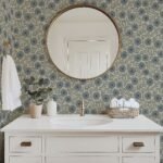 Blue and Green Linen Flowers Wallpaper | Hand-Drawn Vintage Floral - Image 2