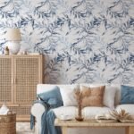 Light Blue Leaves Peel and Stick Wallpaper