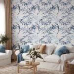 Light Blue Leaves Peel and Stick Wallpaper - Image 4