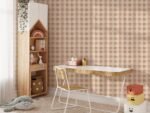 Boho Beige Checkered Wallpaper - Modern Farmhouse Decor - Image 4