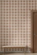 Boho Beige Checkered Wallpaper - Modern Farmhouse Decor - Image 3