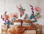 Flying Birds with Flower Bouquet Wallpaper Mural - Image 4