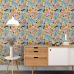 Colorful Botanical Abstract Floral Wallpaper - Image 2