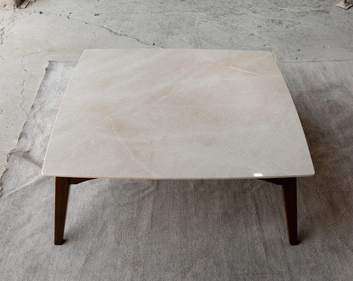 Burdur Beige Marble Coffee Table Rectangular Polished and Eased Edge - Image 5