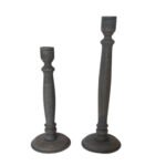 Tapered Candle Holder, Dark Grey Wood - Image 2