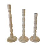 Tapered Candle Holder, White Wood - Image 2