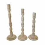 Elegant Set of 3 Handcrafted Taper Candle Holders in White Mango Wood - Stylish Home Decor - Image 5