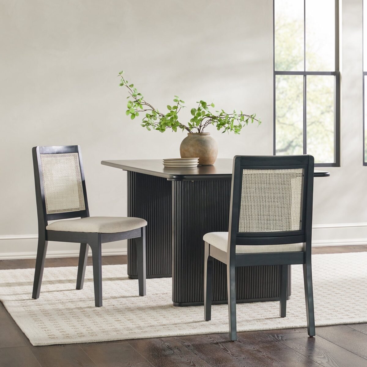 Catalina Solid Wood Dining Chair with Rattan Inset Back, Set of 2 - Image 7