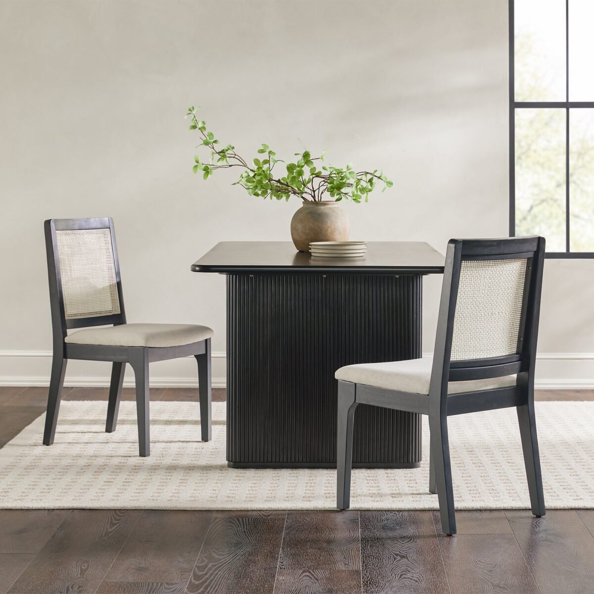 Catalina Solid Wood Dining Chair with Rattan Inset Back, Set of 2 - Image 8