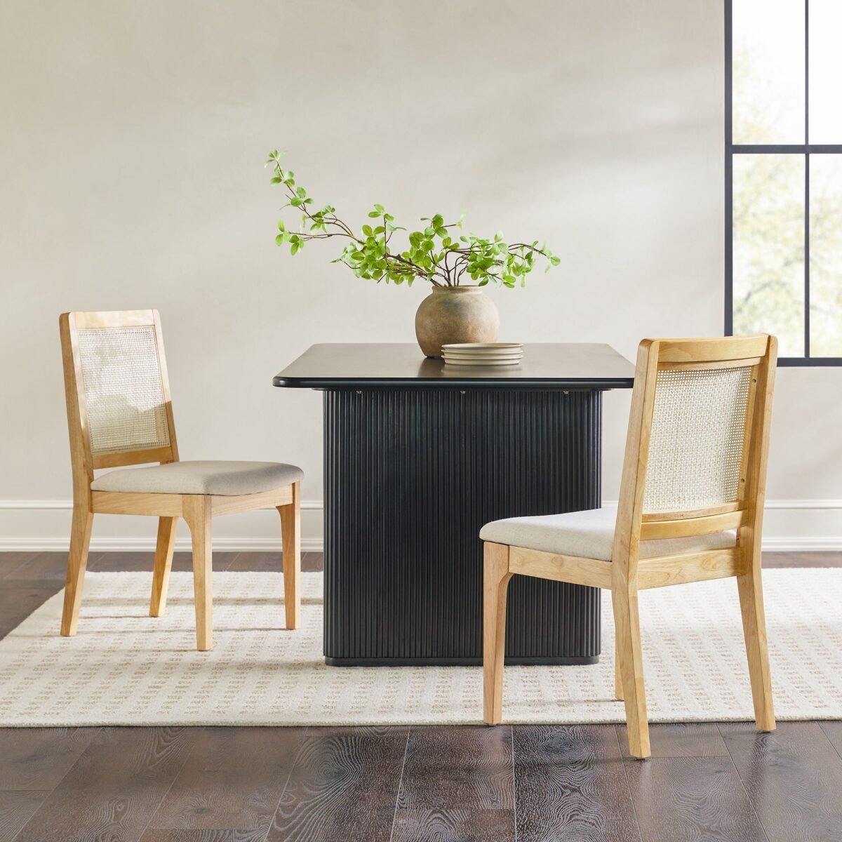 Catalina Solid Wood Dining Chair with Rattan Inset Back, Set of 2 - Image 2