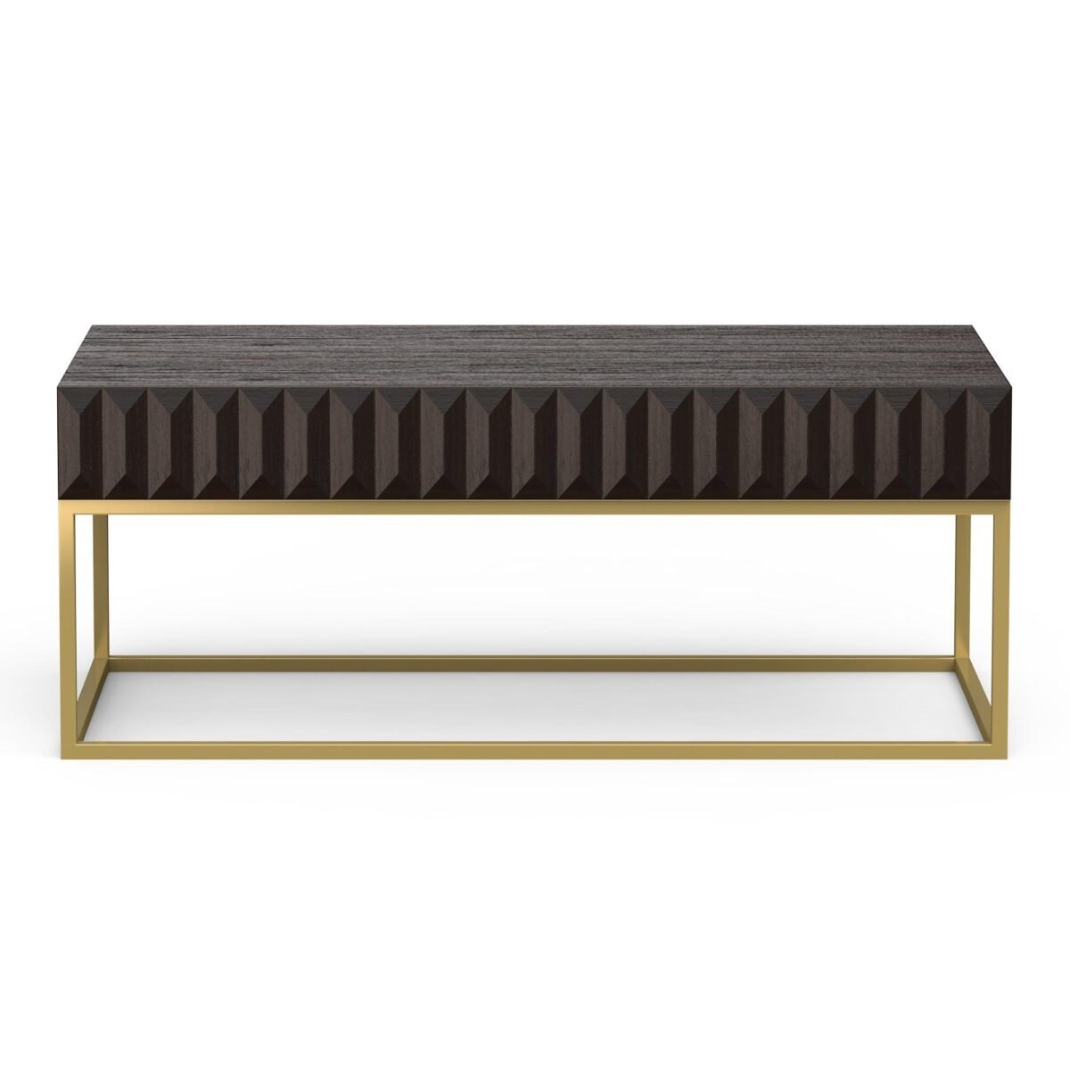 Walnut/Gold Textured Front Panels Coffee Table with Concealed Drawers - Image 7