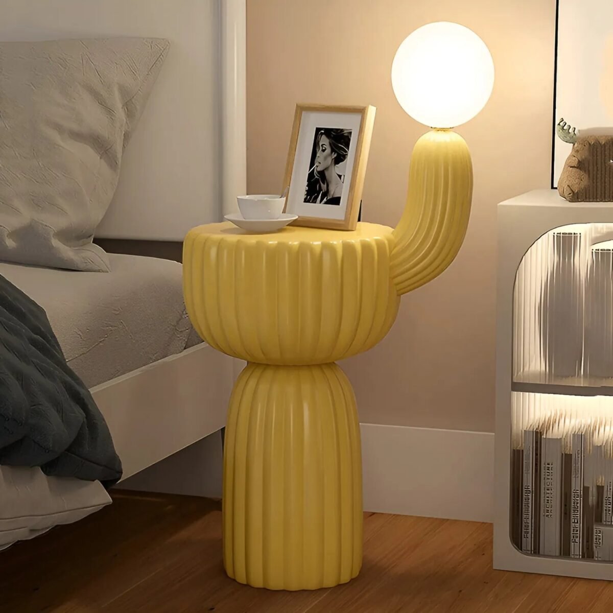 Cactus Bedside Table + Lamp - Image 1